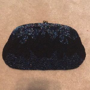 Navy beaded clutch